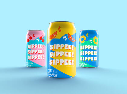 For this conceptual project, I researched and created a caffeinated sparkling water brand. My objective for this project was to design an energetic and visually compelling product, achieved by incorporating bright colors and bold typography.